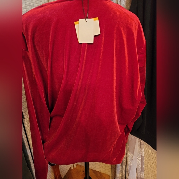 NWT Anne Klein 3x red velvet faux wrap shirt - Picture 2 of 7